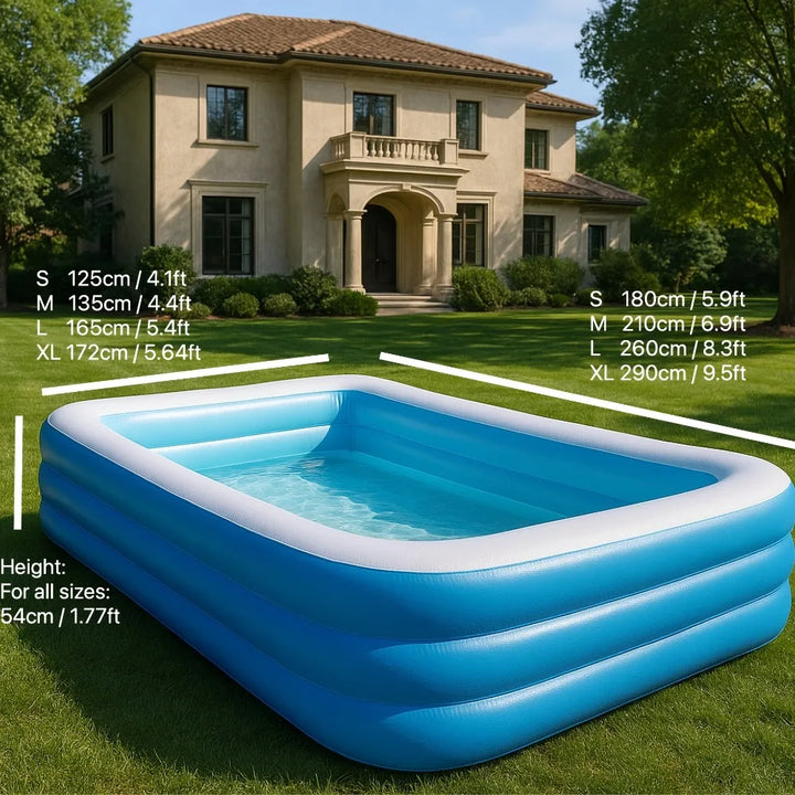 Home Use Rectangular Inflatable Pool Made of Durable PVC Ideal for Family Gatherings Summer Parties and Backyard Leisure Time