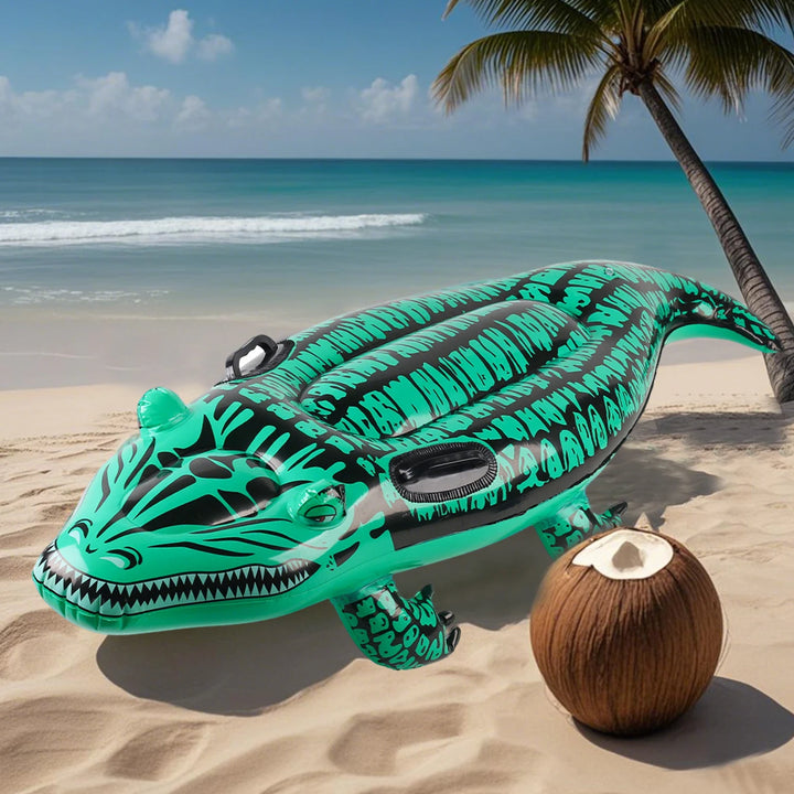 1PC Adventure-Ready Crocodile Inflatable Ride-on with Handles, Summer Thickened Pool Float for Kids &amp; Adults,