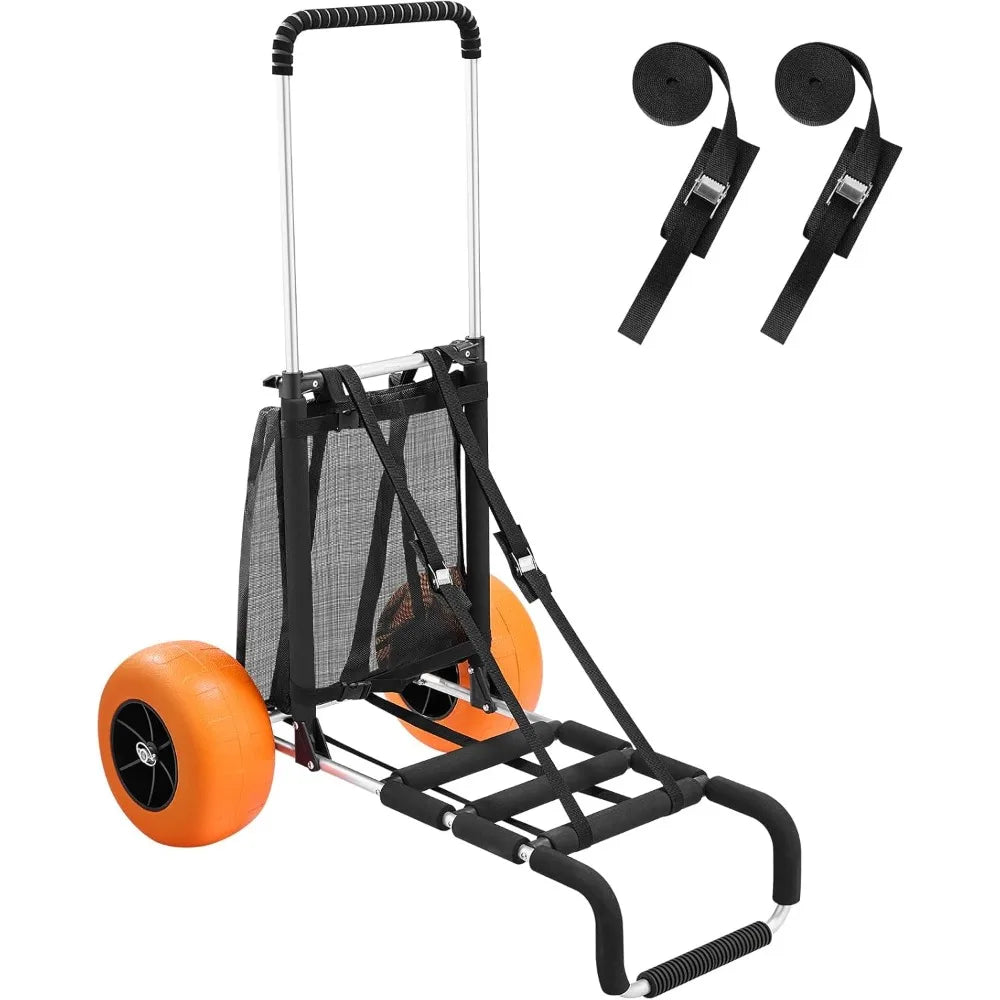 Folding Beach Cart, 12" Sand Wheels, 165 LBS Capacity