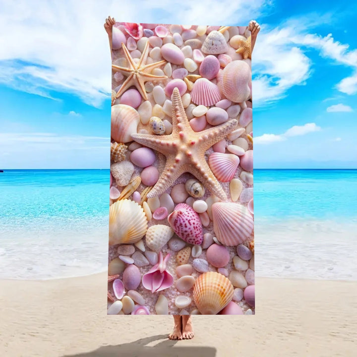 1pc Ocean element ultra-fine fiber beach towel, quick drying absorbent swimming towel, swimming sports beach towel