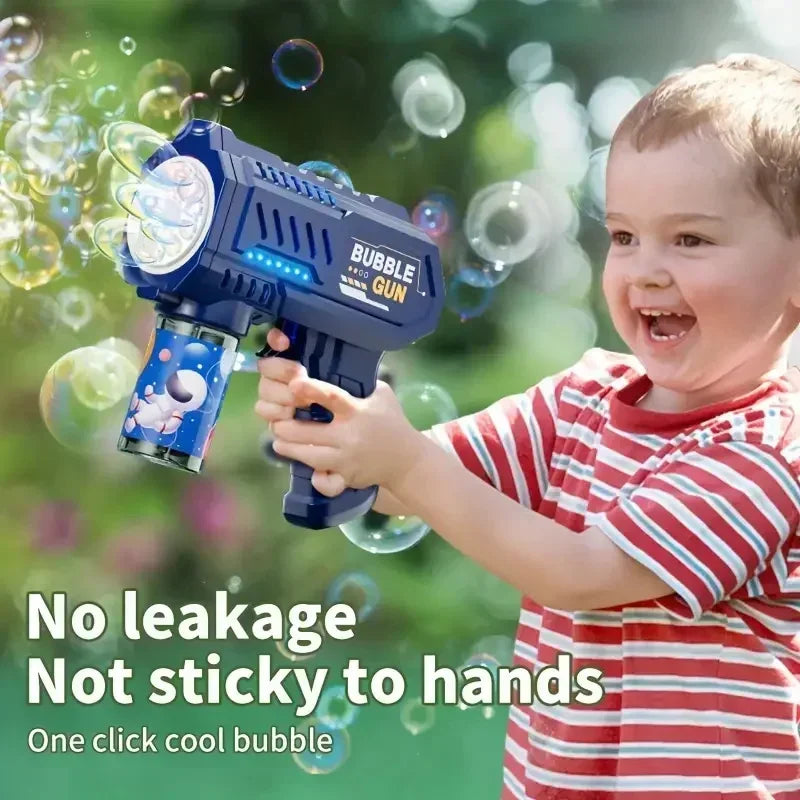 Rocket Bubble Gun – 10-Hole Automatic Bubble Blower for Kids