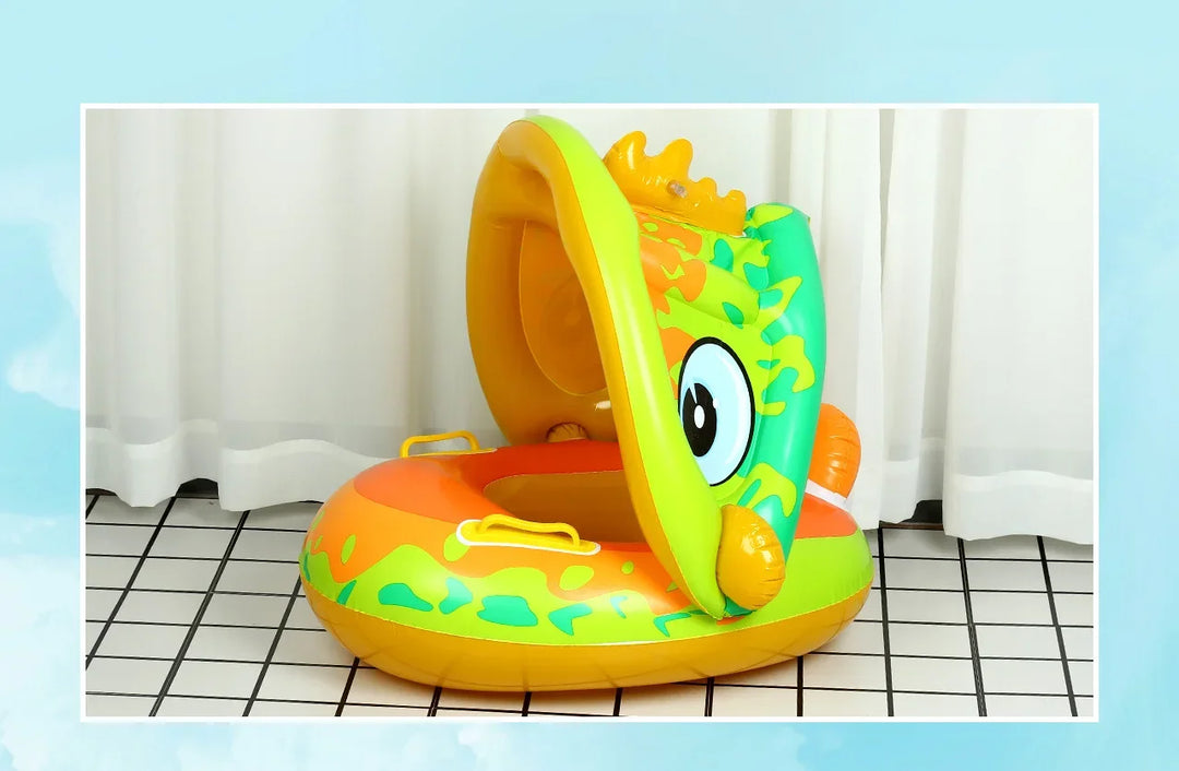 Inflatable Baby Toys Swim Ring Floating Seat Outdoor Swimming Pool Sun Shade Toddler Swim Circle Beach Water Toys for Children