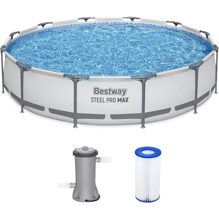 Steel Pro MAX Above Ground Pool Set | 12ft Round x 30in | Filter Pump Included
