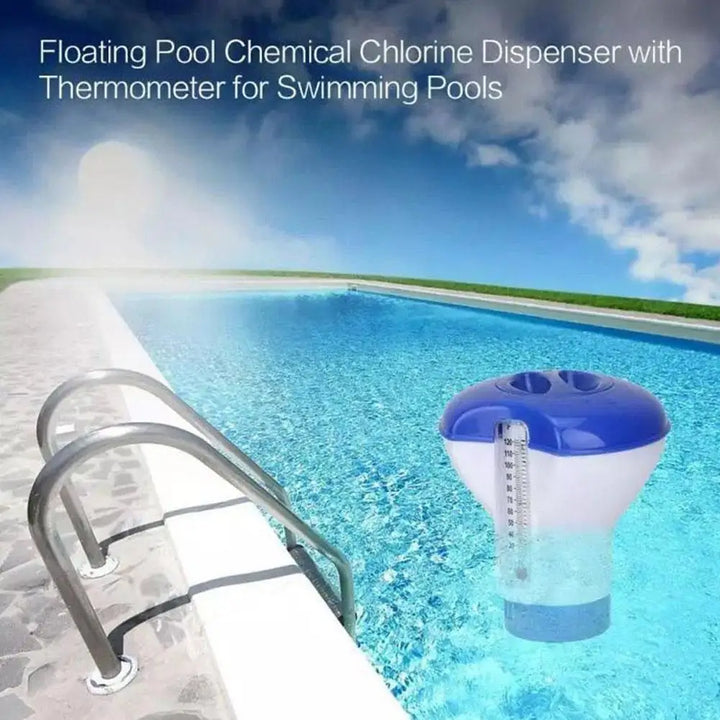 Pool Floating Disinfectant Dispenser With Thermometer Chlorine Floater Water Thermometer For Indoor And Outdoor Swimming Pool