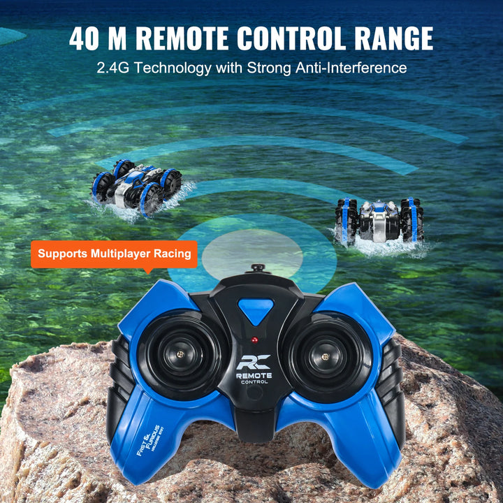 SucceBuy Amphibious RC Car Boat — 2.4GHz Remote Control Stunt Car for Water &amp; Land | Blue or Yellow