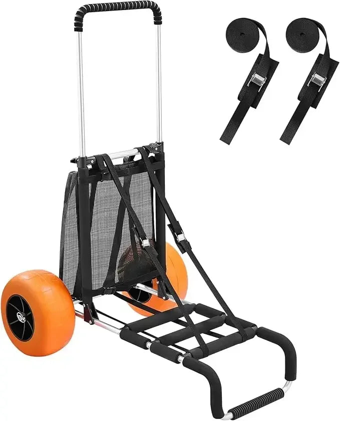 Folding Beach Cart, 12" Sand Wheels, 165 LBS Capacity