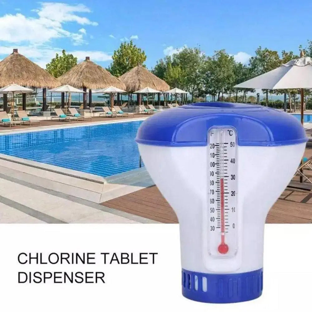 Pool Floating Disinfectant Dispenser With Thermometer Chlorine Floater Water Thermometer For Indoor And Outdoor Swimming Pool