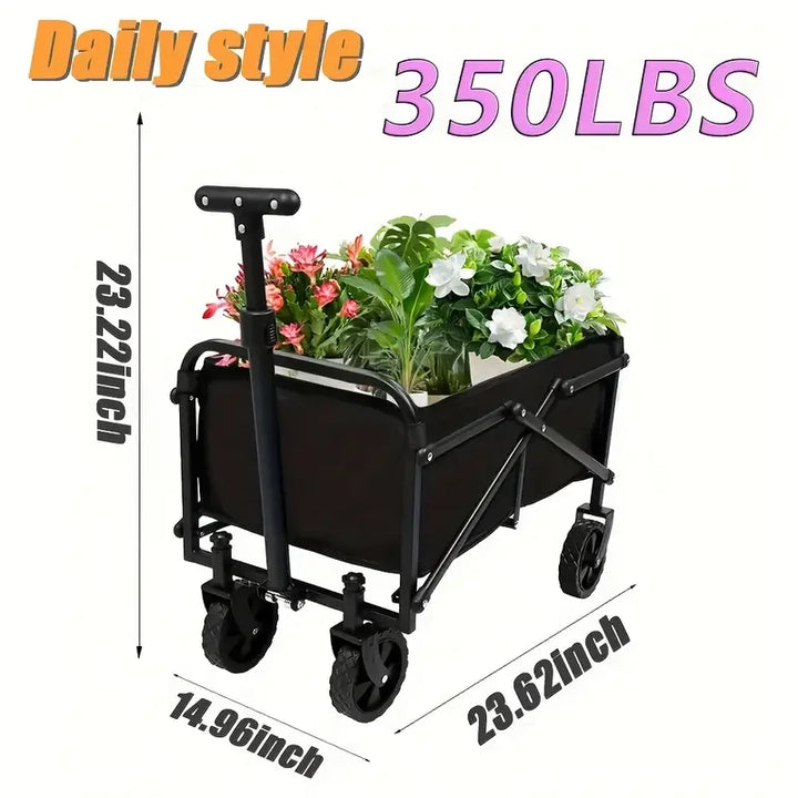 Collapsible Beach Wagon with All-Terrain Wheels | 350 LBS Heavy Duty Foldable Cart for Beach, Camping &amp; Shopping