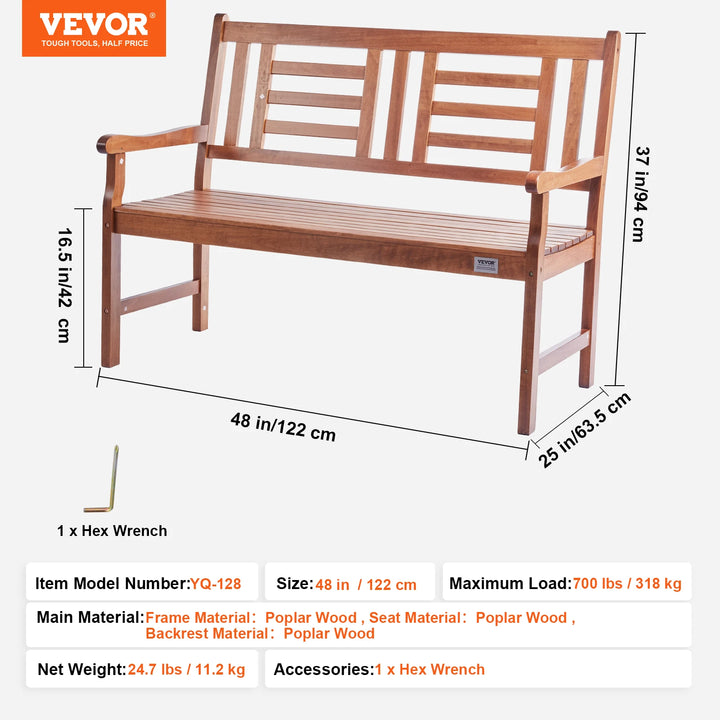 SucceBuy Outdoor Garden Bench — Metal &amp; Wood Park Bench with 480 lb Capacity | Multiple Sizes