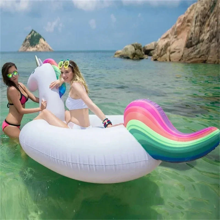 Large Unicorn Inflatable Pool Float – Thickened PVC Swimming Ring for Kids &amp; Adults