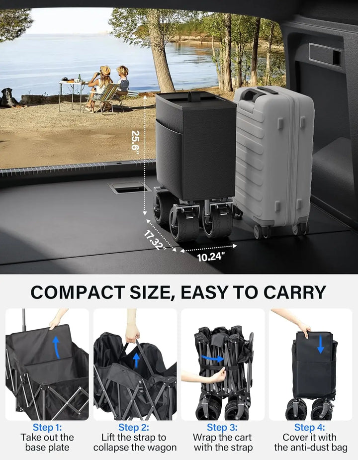 Heavy-Duty Collapsible Wagon Cart | 440 LBS | All-Terrain Wagon