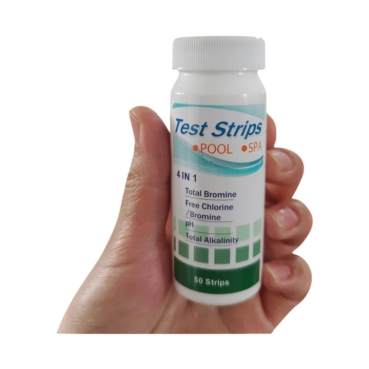4-in-1 Pool Water Test Strips | Chlorine, pH, Alkalinity &amp; Hardness | 50 Strips