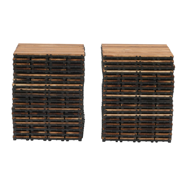 36-Pack Interlocking Wood Patio Deck Tiles — 12" x 12" Outdoor Hardwood Flooring Tiles | Brown