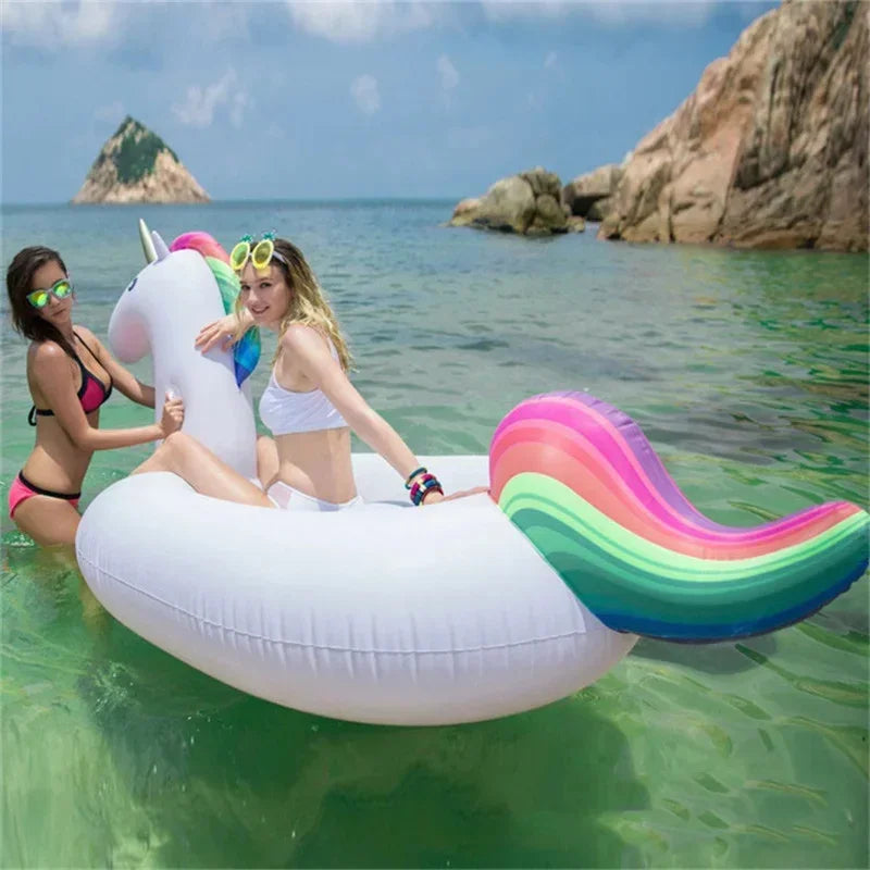 Large Unicorn Inflatable Pool Float – Thickened PVC Swimming Ring for Kids &amp; Adults