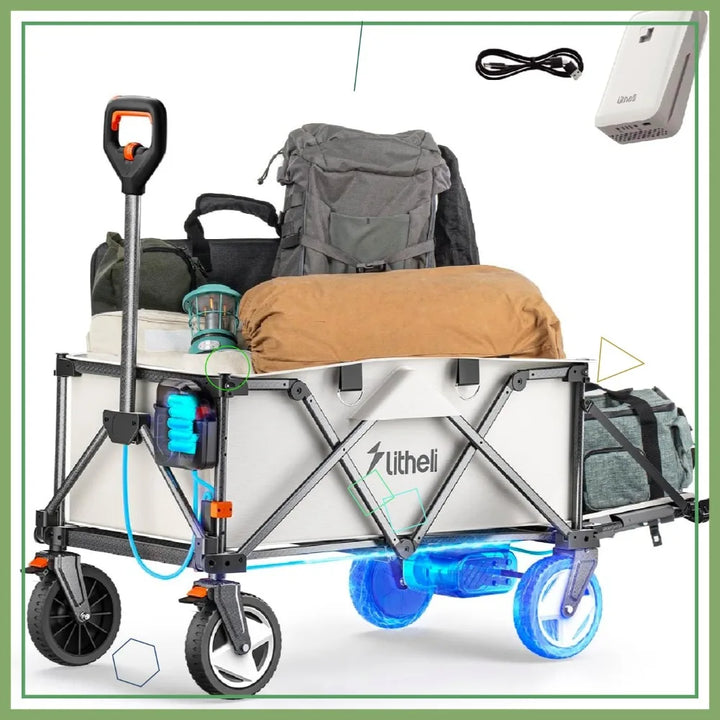 Electric Wagon Cart with All-Terrain Wheels, 200L Capacity &amp; 300 lbs Load for Camping Beach Garden Shopping