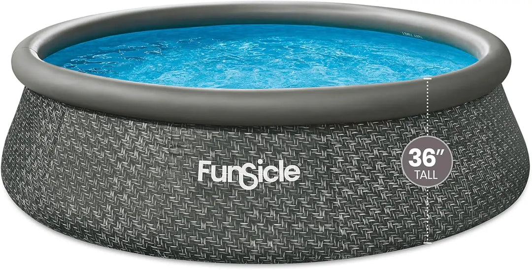 12ft x 36in Round Inflatable Above Ground Swimming Pool with Filter Pump – Easy Setup with Top Ring Design