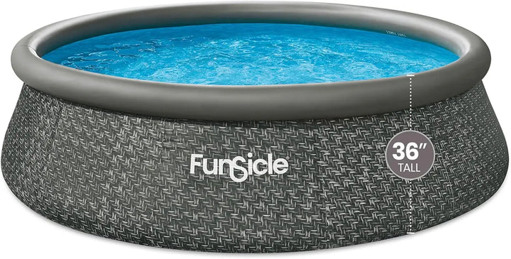 12ft x 36in Round Inflatable Above Ground Swimming Pool with Filter Pump – Easy Setup with Top Ring Design