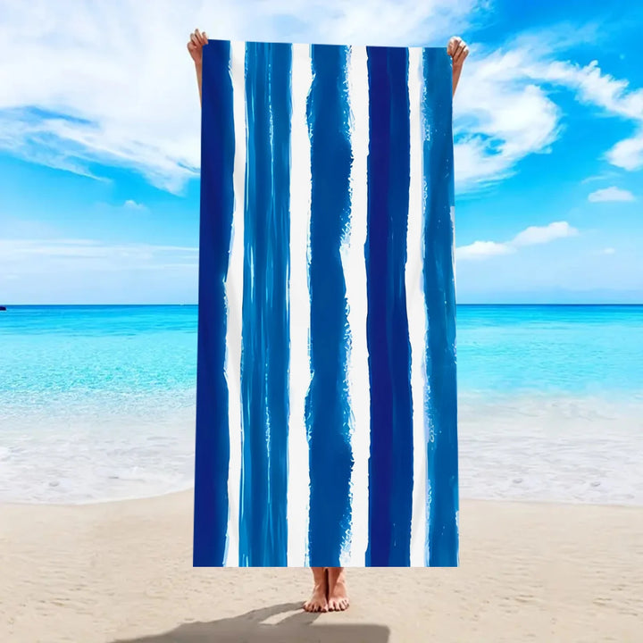 Striped Beach Towel – Quick-Dry Microfiber | Multi-Use for Beach, Pool &amp; Shower