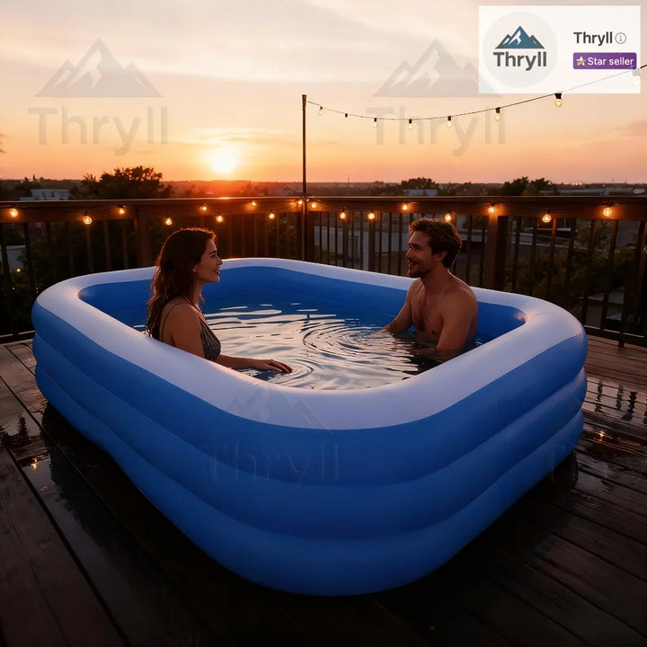 Home Use Rectangular Inflatable Pool Made of Durable PVC Ideal for Family Gatherings Summer Parties and Backyard Leisure Time