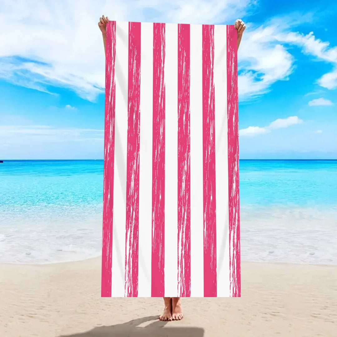 Striped Beach Towel – Quick-Dry Microfiber | Multi-Use for Beach, Pool &amp; Shower