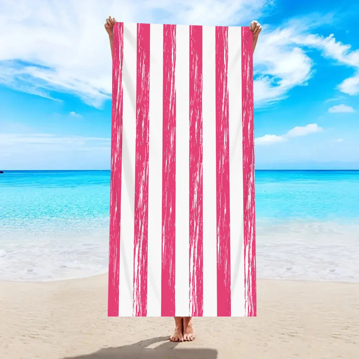 Striped Beach Towel – Quick-Dry Microfiber | Multi-Use for Beach, Pool &amp; Shower