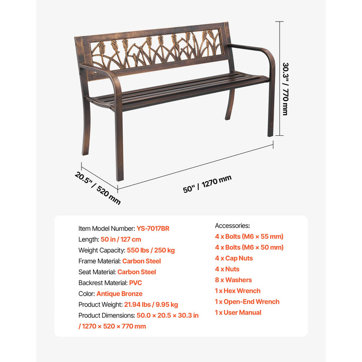 SucceBuy Outdoor Garden Bench — Metal &amp; Wood Park Bench with 480 lb Capacity | Multiple Sizes