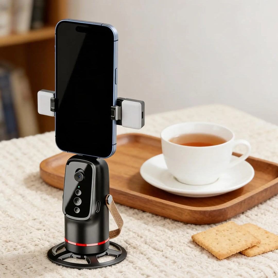 360° Auto Face Tracking Tripod – Hands-Free Phone Holder for Live Streaming &amp; Video Recording