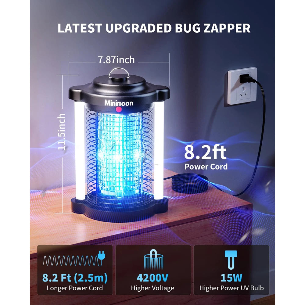 Minimoon Bug Zapper — 15W UV Mosquito Zapper with Dual LED Light | 4,200V Grid | IPX4 Waterproof