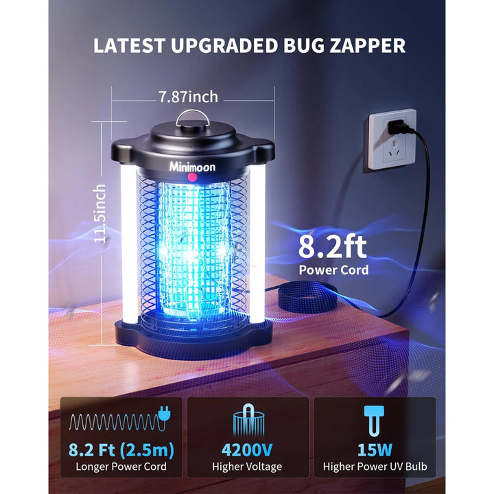 Minimoon Bug Zapper — 15W UV Mosquito Zapper with Dual LED Light | 4,200V Grid | IPX4 Waterproof