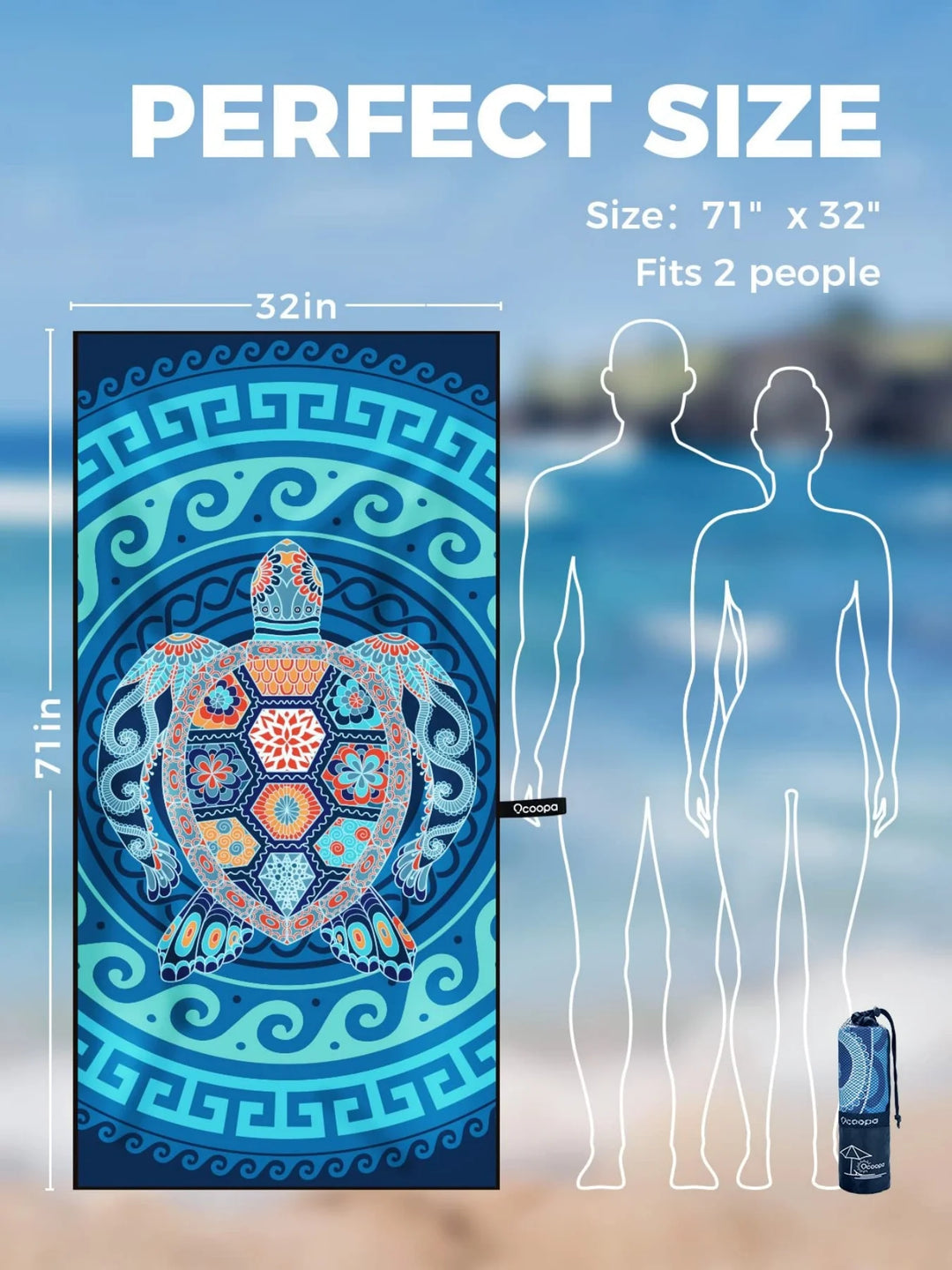 OCOOPA Beach Towel Microfiber, Extra Large Oversized Travel Towel- Quick Dry, Sand Free, Compact, Lightweight-Beach Accessories