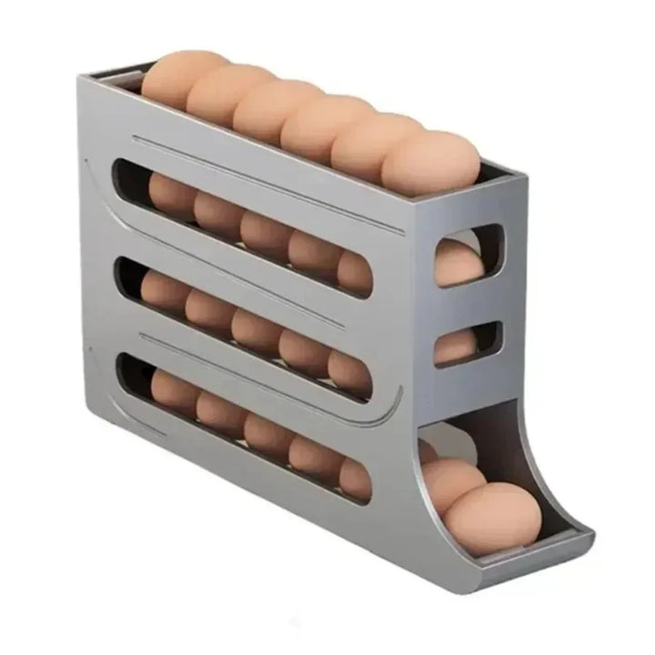4 Layer Automatic Rolling Egg Dispenser Refrigerator Storage Box Fridge Organizer Rack for Kitchen