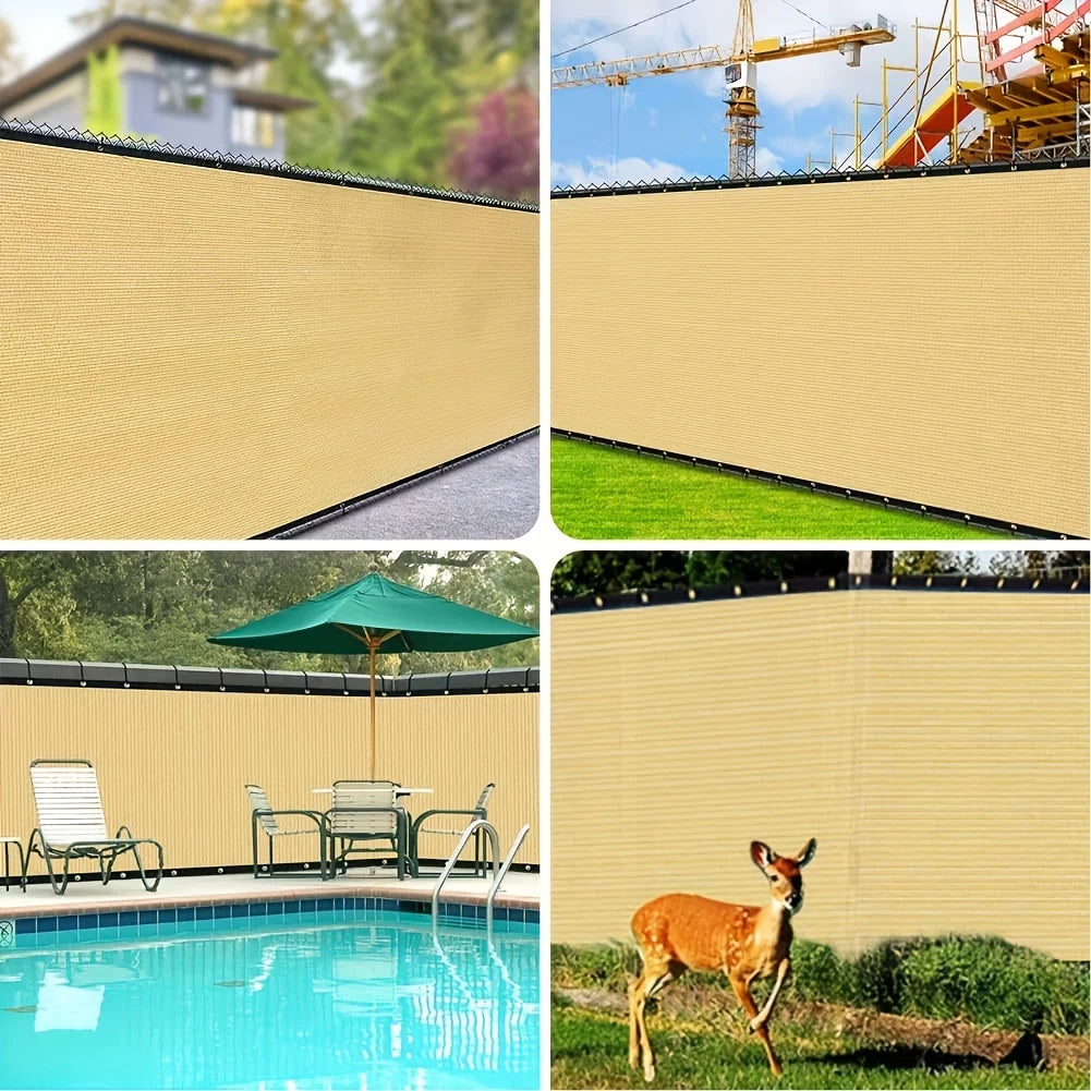 6X50ft Fence Privacy Screen, Heavy Duty Privacy Fence Screen, Outdoor Shade Cloth Mesh Barrier, Cable Zip Ties Included, Sand