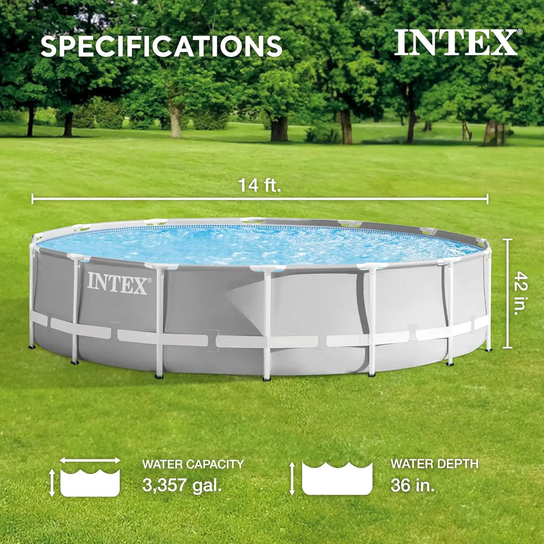 Premium Above Ground Swimming Pool Set: 14ft x 42in – Includes 1000 GPH Cartridge Filter Pump – SuperTough P
