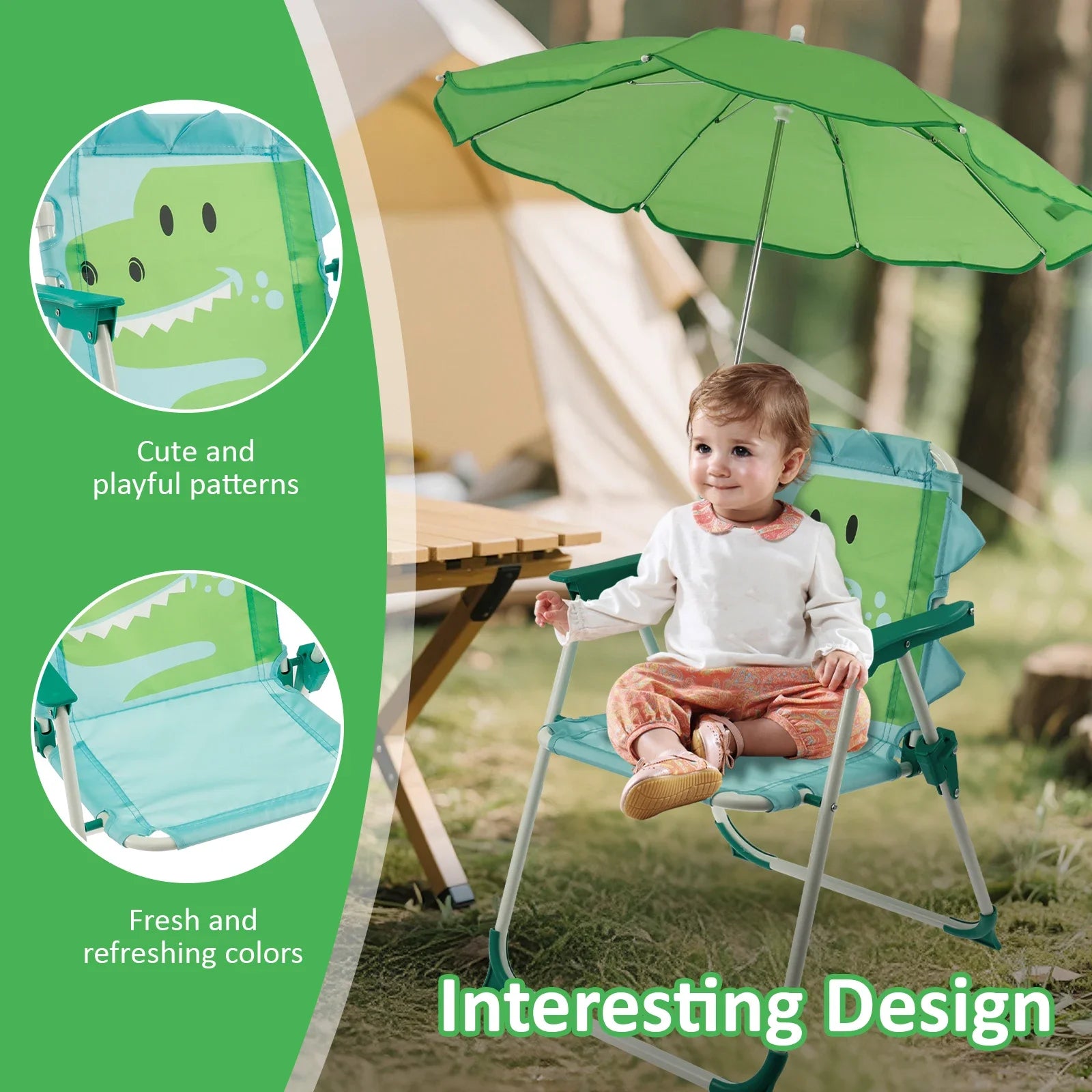 Kids Folding Beach Chair with Sun Umbrella | Lightweight Outdoor Chair