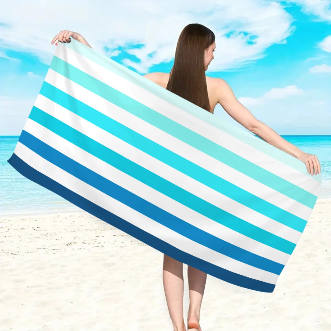 Striped Beach Towel – Quick-Dry Microfiber | Multi-Use for Beach, Pool &amp; Shower