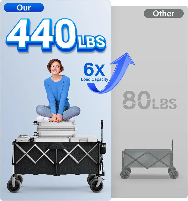 Heavy-Duty Collapsible Wagon Cart | 440 LBS | All-Terrain Wagon