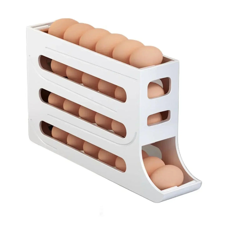 4 Layer Automatic Rolling Egg Dispenser Refrigerator Storage Box Fridge Organizer Rack for Kitchen