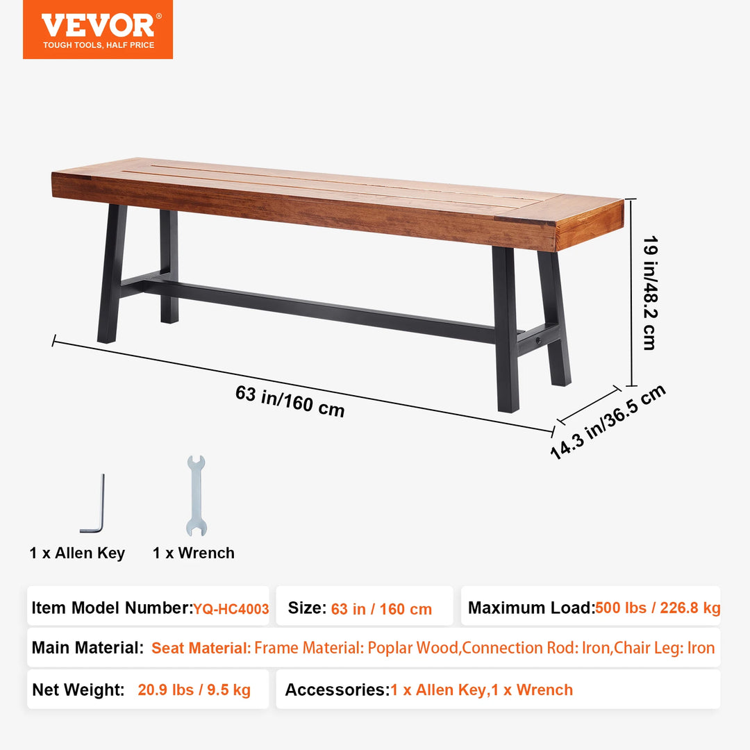 SucceBuy Outdoor Garden Bench — Metal &amp; Wood Park Bench with 480 lb Capacity | Multiple Sizes