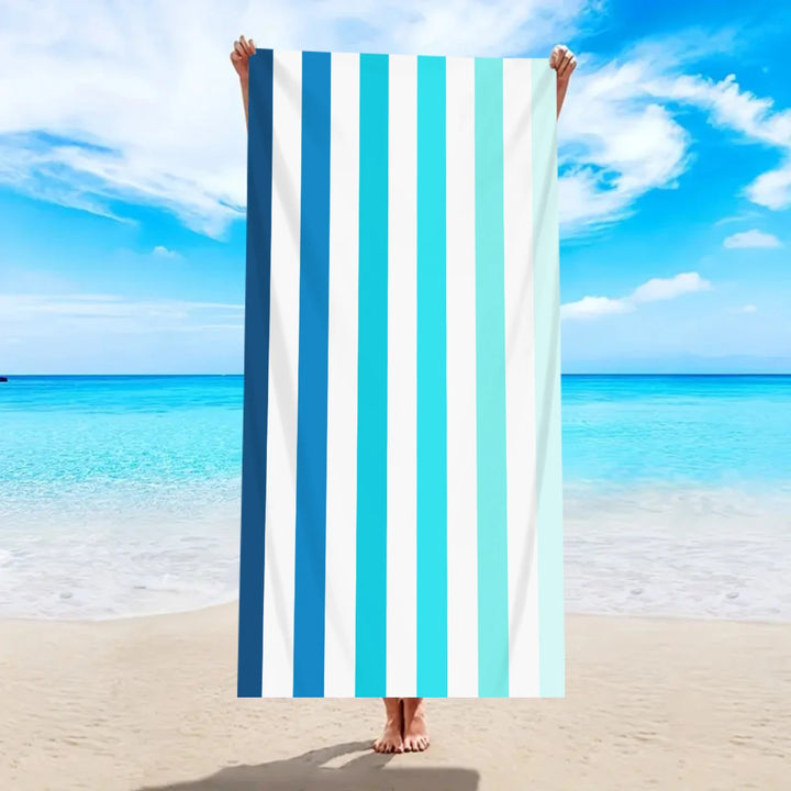 Striped Beach Towel – Quick-Dry Microfiber | Multi-Use for Beach, Pool &amp; Shower