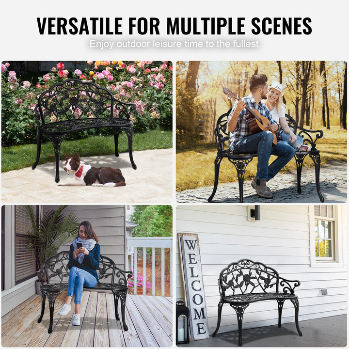 SucceBuy Outdoor Garden Bench — Metal &amp; Wood Park Bench with 480 lb Capacity | Multiple Sizes
