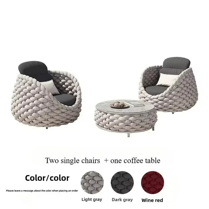 Outdoor Rattan Patio Furniture Set Cushioned Wicker Loveseat Garden Backyard Porch Sofa All Weather Durable