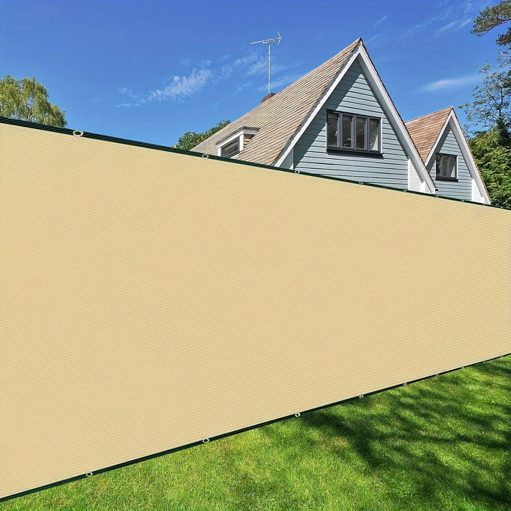6X50ft Fence Privacy Screen, Heavy Duty Privacy Fence Screen, Outdoor Shade Cloth Mesh Barrier, Cable Zip Ties Included, Sand