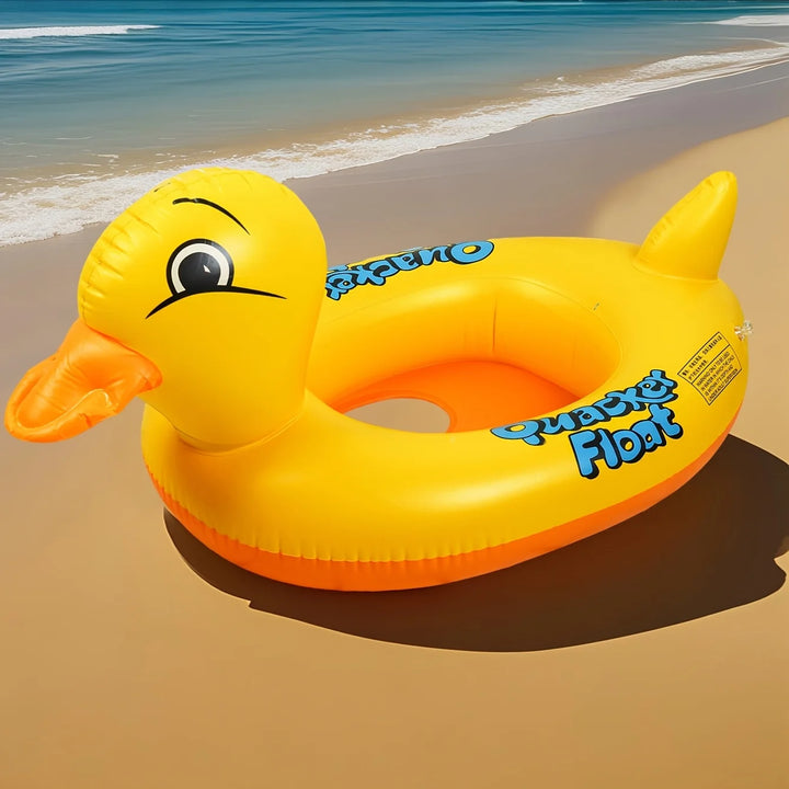 1PC Duck-Shaped Pool Float w/ Safety Seat - Quick-Fold Design for Beach &amp; Lake, Ultimate Child-Safe Floater