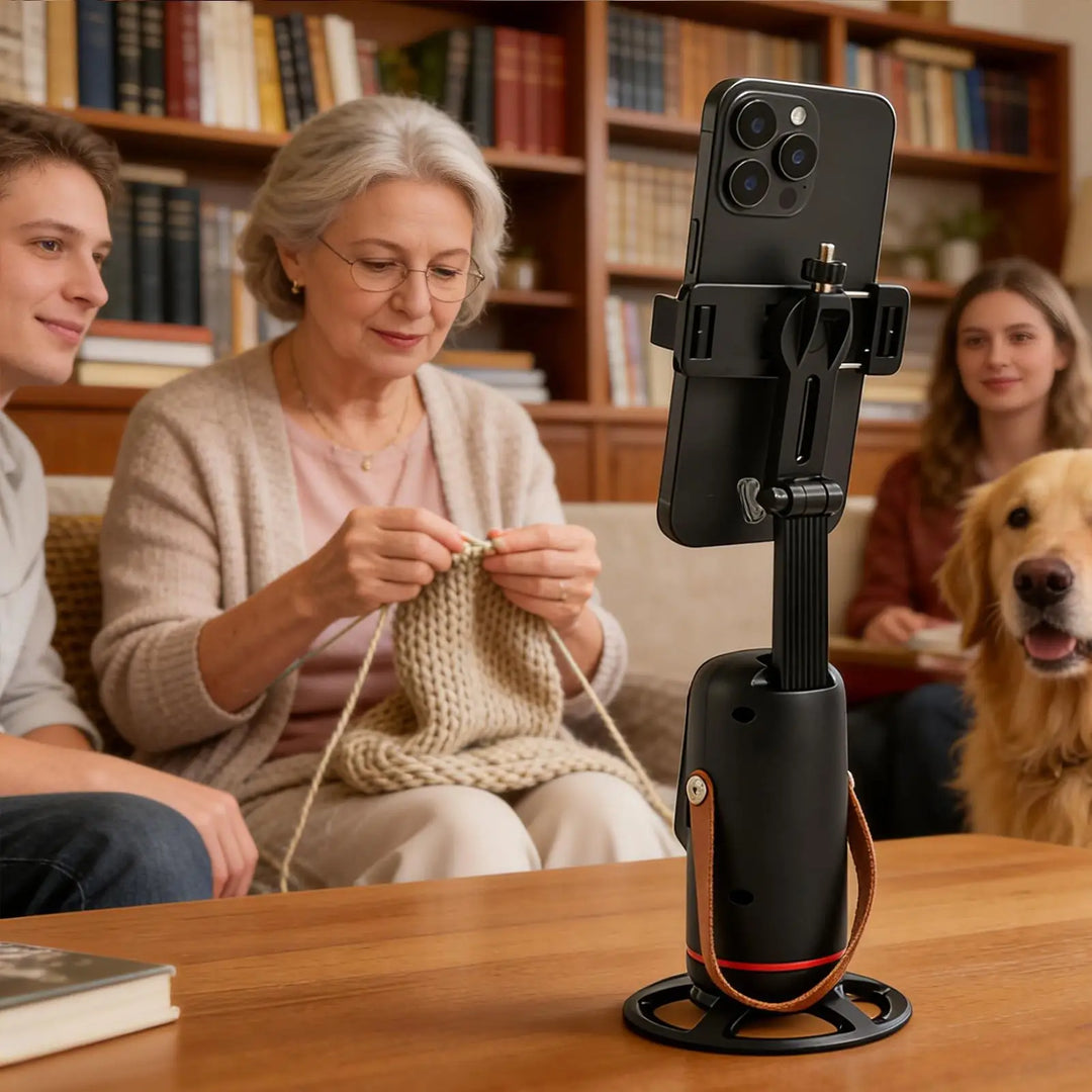 360° Auto Face Tracking Tripod – Hands-Free Phone Holder for Live Streaming &amp; Video Recording