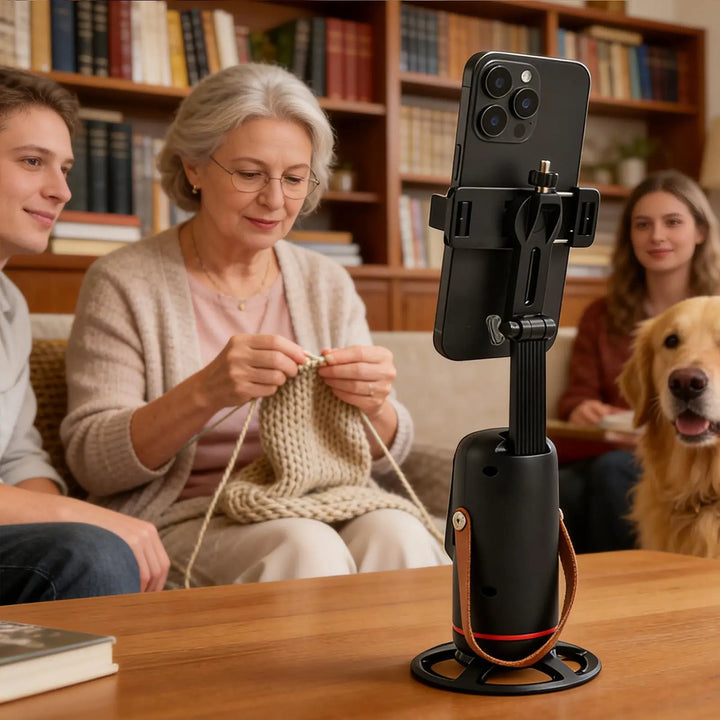 360° Auto Face Tracking Tripod – Hands-Free Phone Holder for Live Streaming &amp; Video Recording