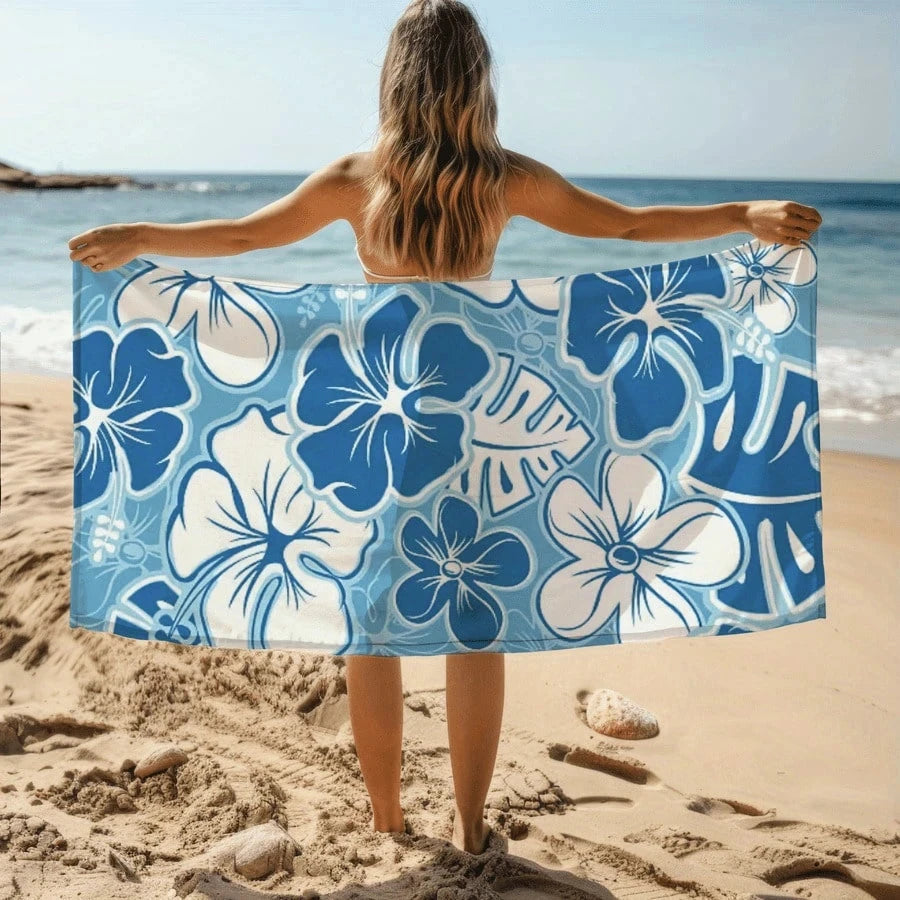Blue Hibiscus Tropical Beach Towel – Multiple Sizes