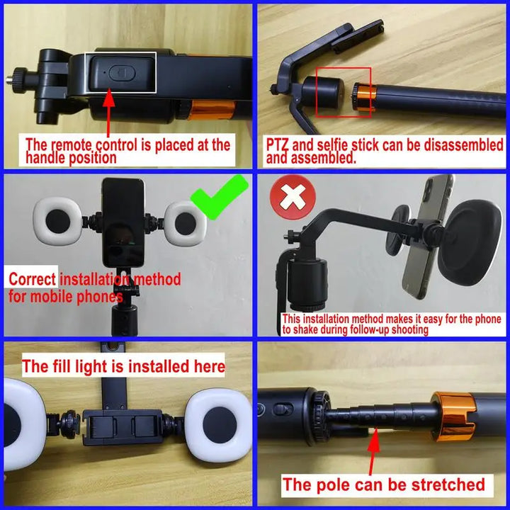 360° Rotatable Selfie Stick Tripod – Smart Face Tracking with Dual Fill Lights &amp; Bluetooth Remote