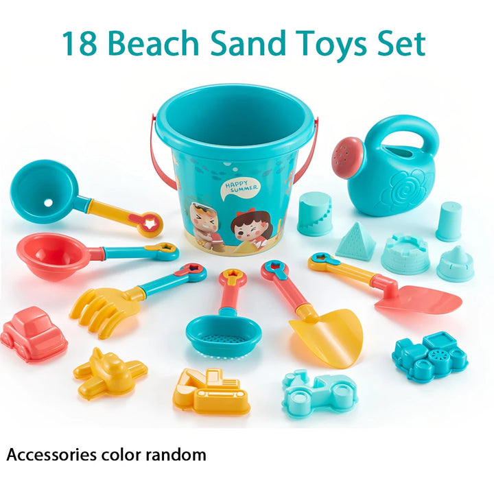 18-Piece Beach Sand Toy Set | Kids Outdoor Sand Play Tools