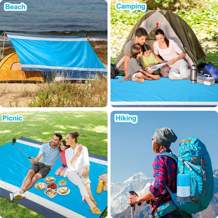 Large Waterproof &amp; Sand-Proof Beach Mat | For 3 Adults | Camping, Picnic &amp; Travel