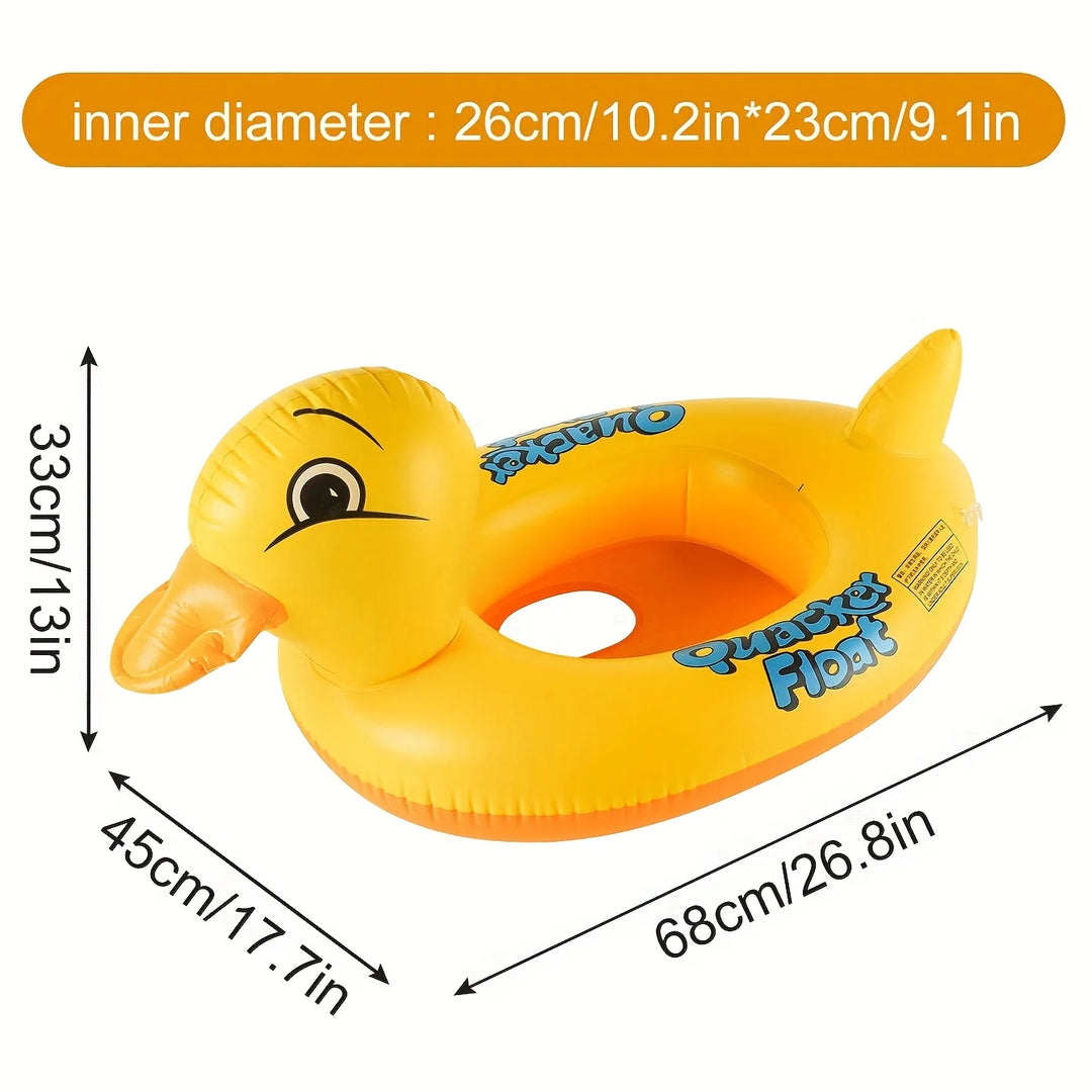 1PC Duck-Shaped Pool Float w/ Safety Seat - Quick-Fold Design for Beach &amp; Lake, Ultimate Child-Safe Floater